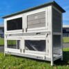 2 Tier Large Rabbit Hutch - Grey Design - 2 Removable Dirt Trays - Image 3