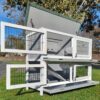 2 Tier Large Rabbit Hutch - Grey Design - 2 Removable Dirt Trays - Image 2