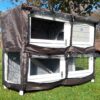 2 Tier Large Rabbit Hutch - Grey Design - 2 Removable Dirt Trays - Image 9