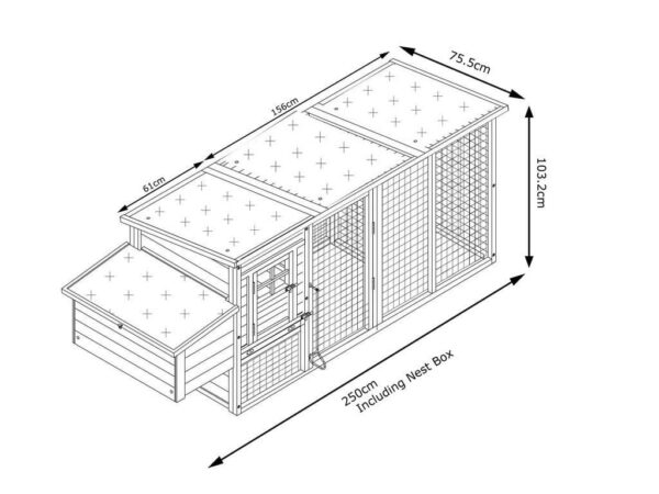 Buckingham 2019 Model - XL 8ft Large Fox Resistant Chicken Coops dimensions