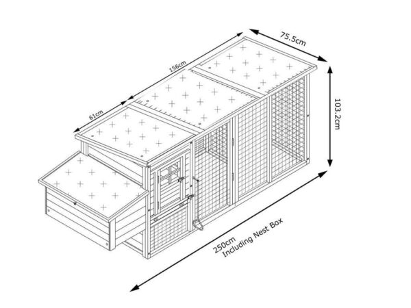 Buckingham 2019 Model - XL 8ft Large Fox Resistant Chicken Coops dimensions