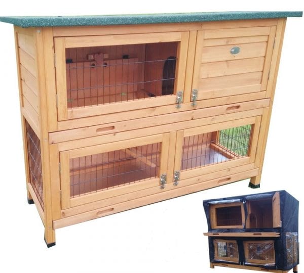 Large rabbit 2 tier rabbit hutch with optional winter cover