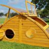 Half Moon Hobbit Style Chicken Coop open doors