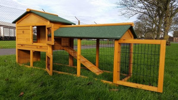 Smokey XL Natural - Fox Resistant Large Rabbit Hutch 6TF long & coated 3mm wire