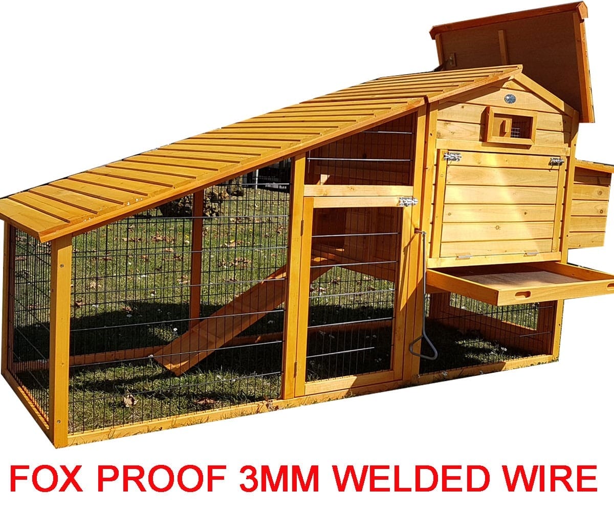 Granary 7FT with Apex Wooden Run Roof 220cm Long 100 Fox Proof
