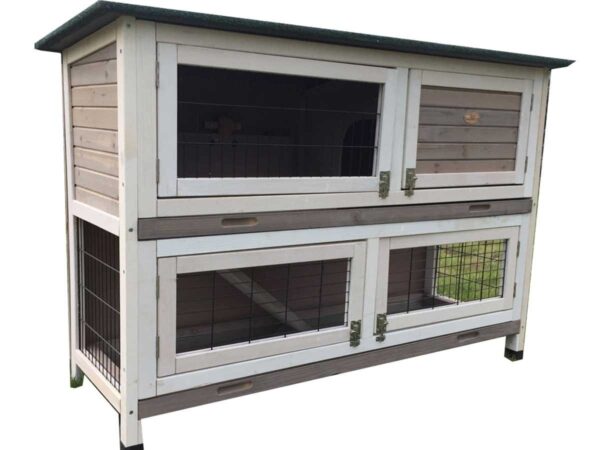 Roger XL Grey – Rabbit Hutch 2 tier with 2 removable dirt trays