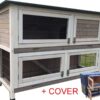 Roger XL Grey – Rabbit Hutch 2 tier with 2 removable dirt trays