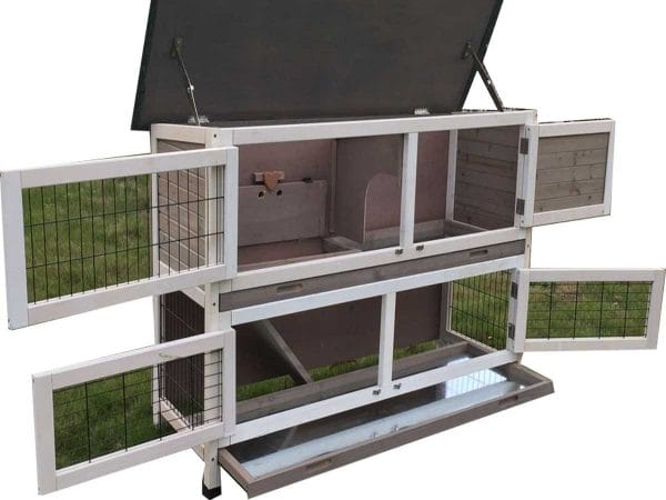 Roger XL Grey – Rabbit Hutch 2 tier with 2 removable dirt trays