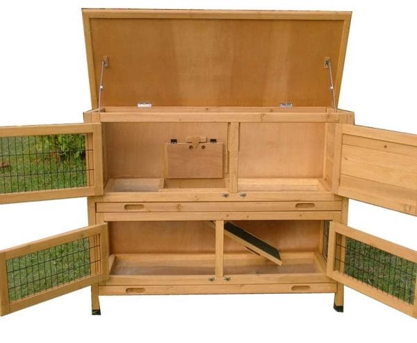 Roger XL Natural- Large 4ft Rabbit Hutch 2 tier with fox resistant welded and coated 3mm wire
