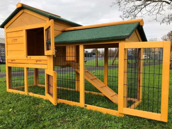 Smokey Natural - Fox Proof Large Rabbit Hutch 5FT Long with welded and coated 3mm wire