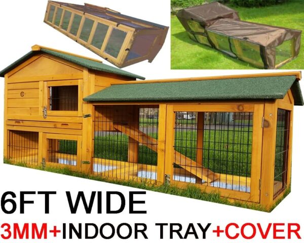 Smokey XL Natural - Fox Resistant Large Rabbit Hutch 6TF long & coated 3mm wire