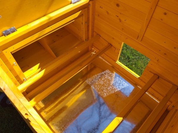 Inside area of a portable chicken coop