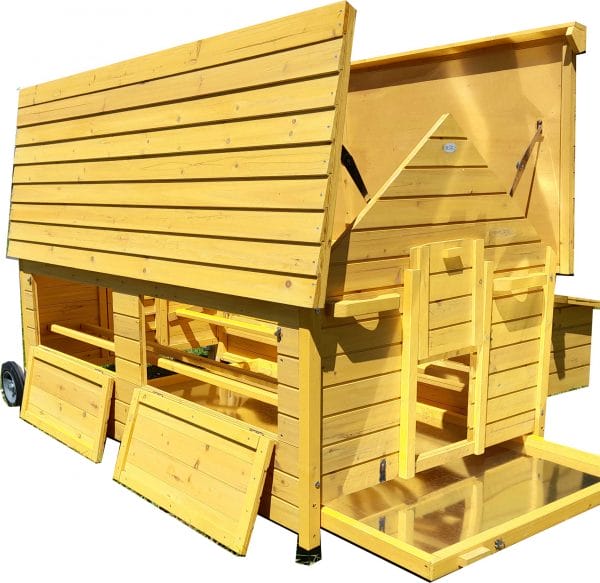 portable chicken coop on wheels with opening roof