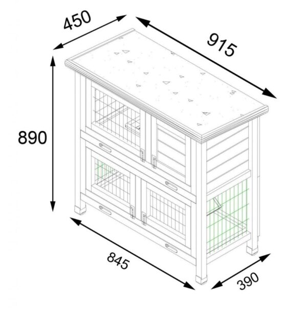 Roger Natural - Rabbit Hutch 2 tier with 2 removable dirt trays diameter