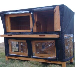 Rabbit Hutch Rain Sun Winter COVER for LARGE 2 Tier Grey + Natural hutches